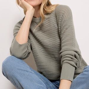 Varley Kershaw Sweat sage green open knit cotton pullover sweater size XS